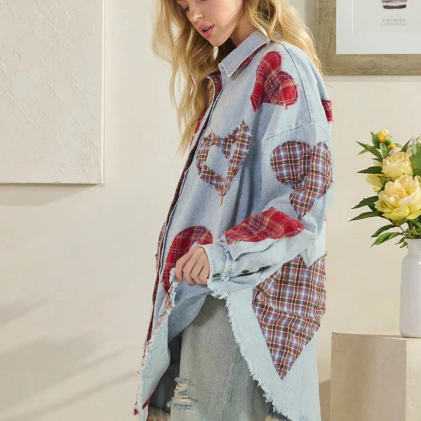 Heartline Drift Oversized Denim Shirt