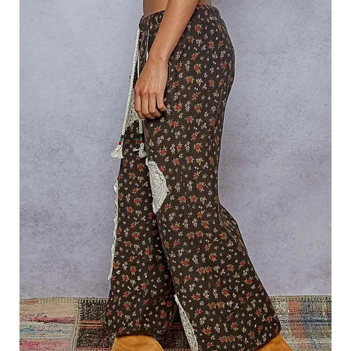 Heartstitch Patchwork Wide Leg Pants