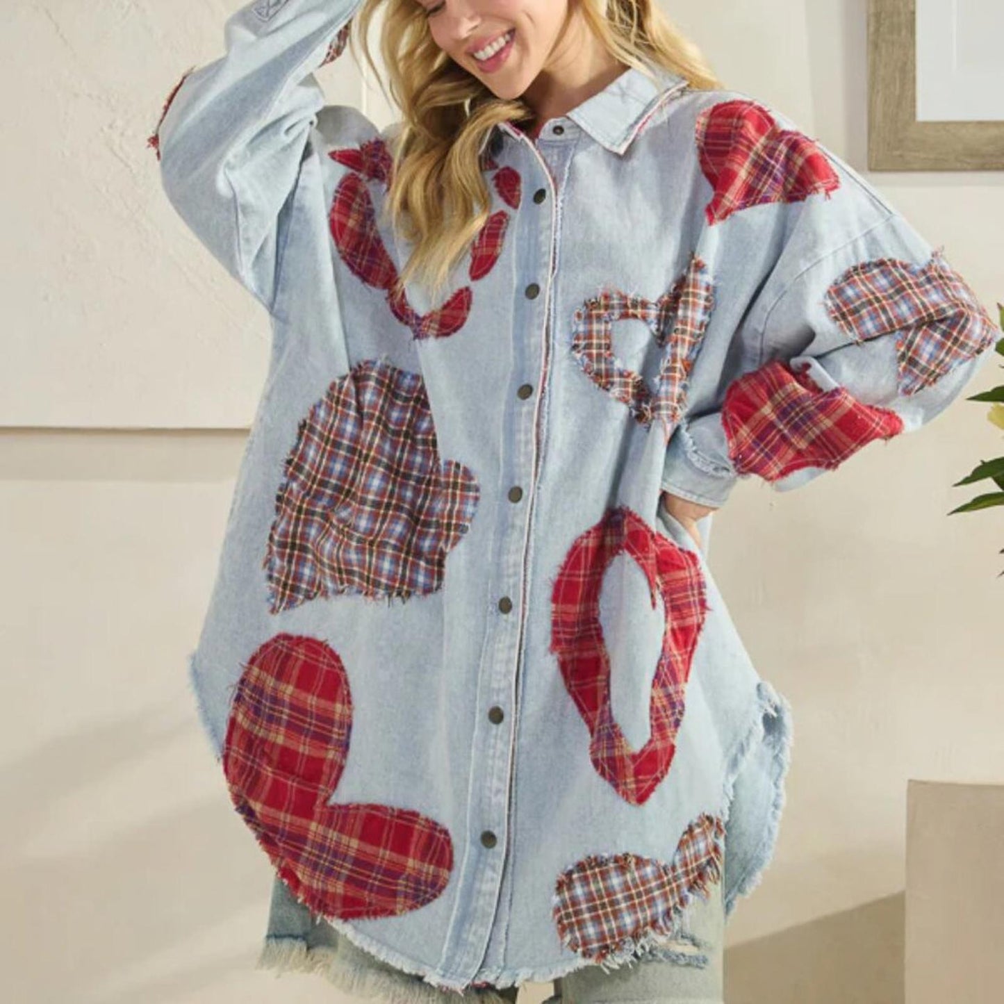 Heartline Drift Oversized Denim Shirt