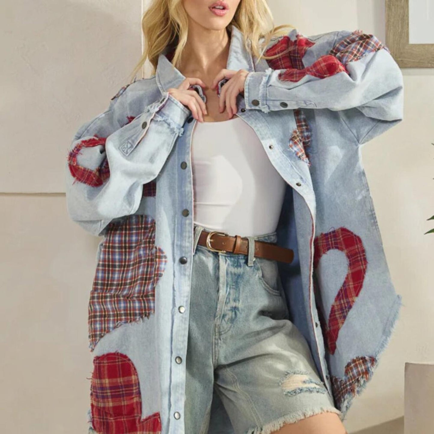Heartline Drift Oversized Denim Shirt