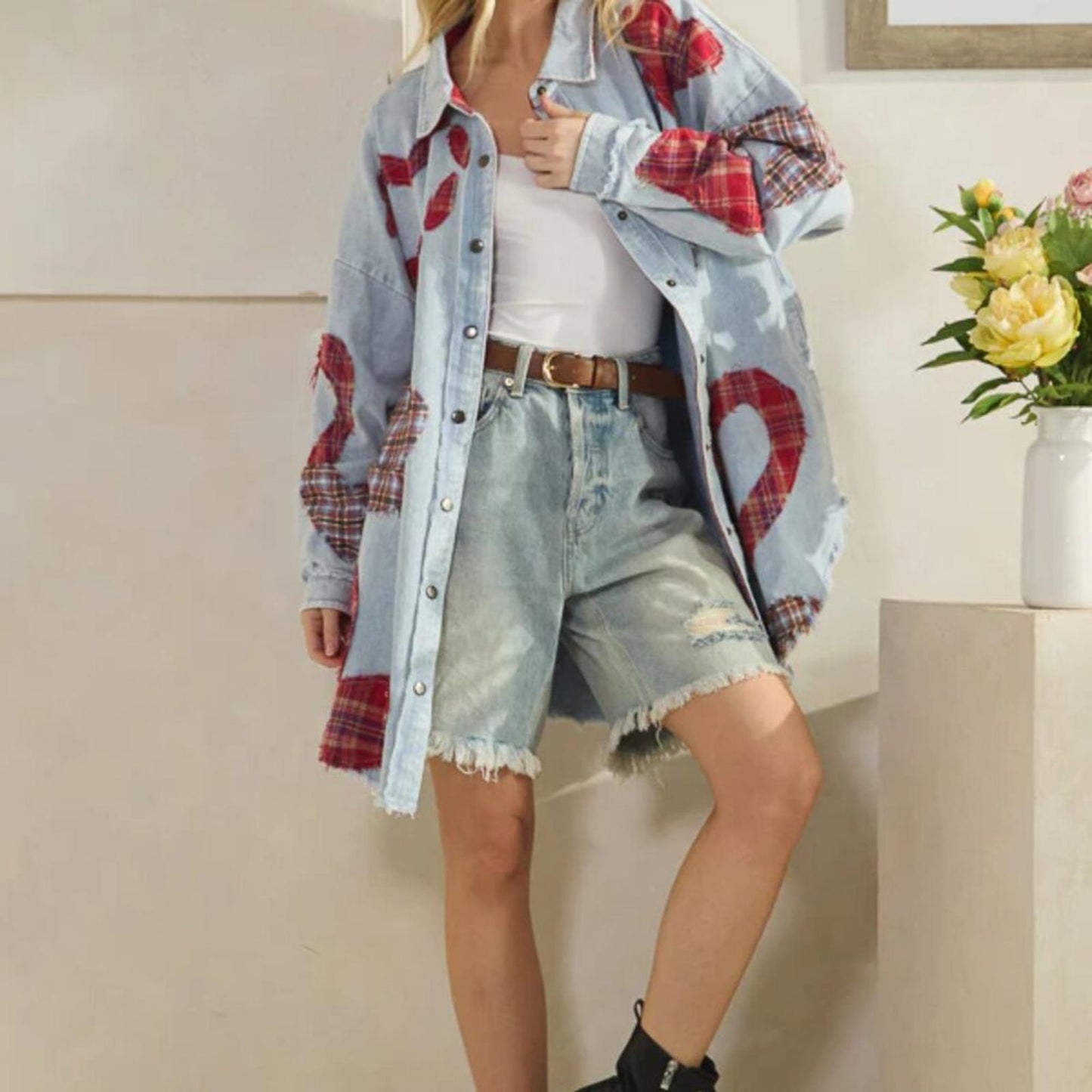 Heartline Drift Oversized Denim Shirt