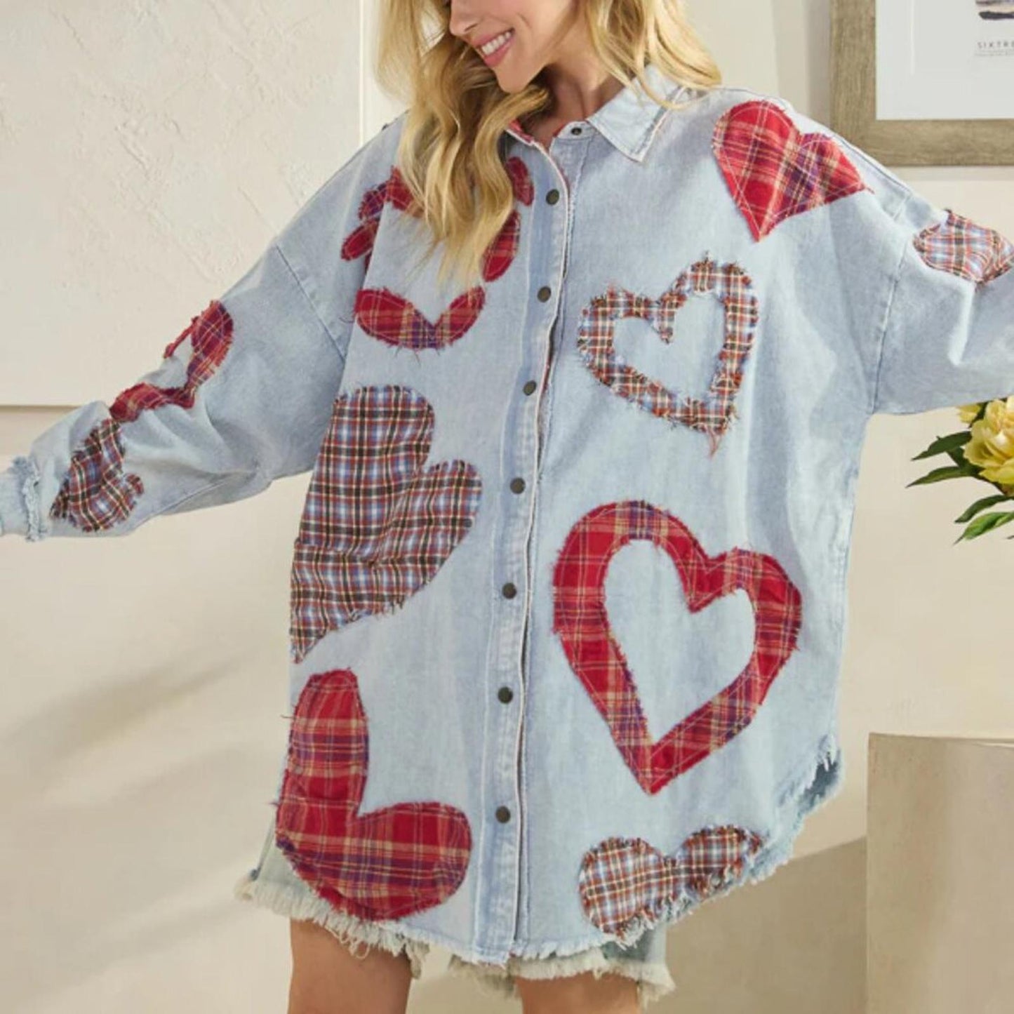 Heartline Drift Oversized Denim Shirt