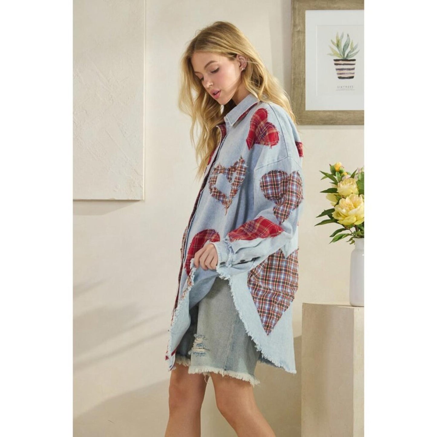 Heartline Drift Oversized Denim Shirt