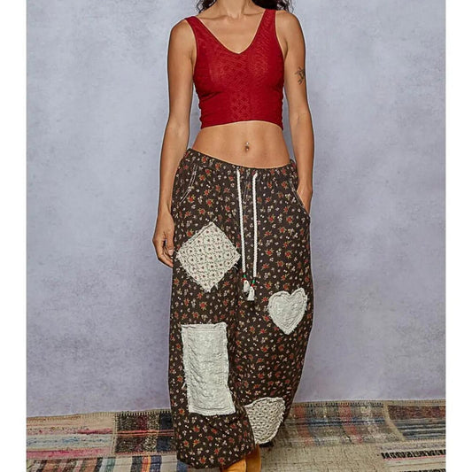 Heartstitch Patchwork Wide Leg Pants