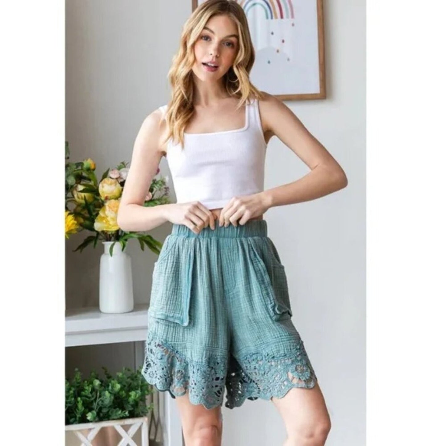 Sageglow Eyelet Shorts